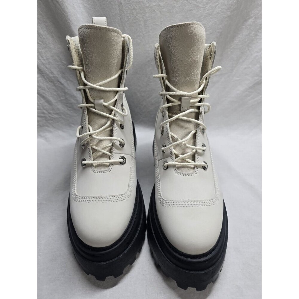 Timberland Sky White Leather Lace Up Chunky Platform Combat Boot Women’s Size 9 - Picture 3 of 13